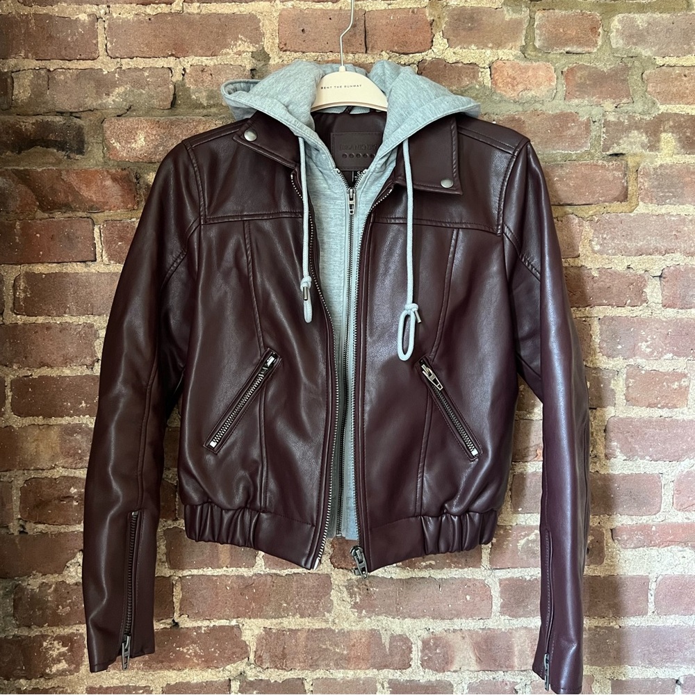 Blank NYC convertible faux leather bomber jacket